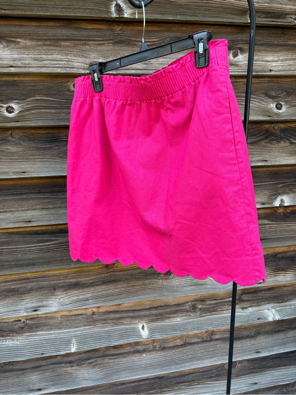 J. Crew Factory Bright Pink Scalloped Hem Mini Skirt